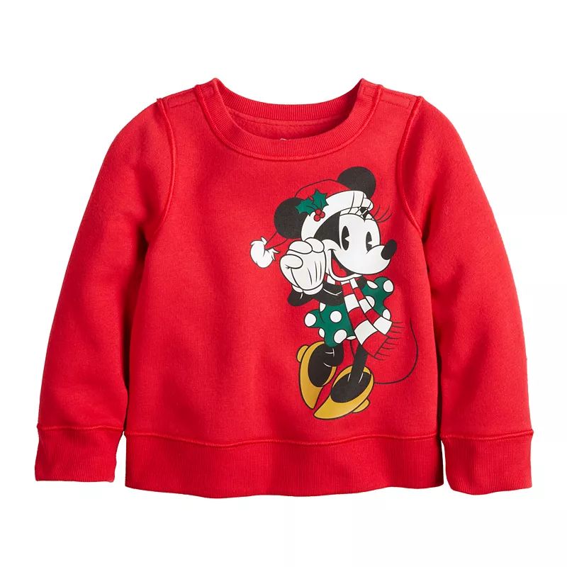 Baby & Toddler Girls Disney's Christmas Minnie Adaptive Crewneck Pullover by Jumping Beans® | Kohl's