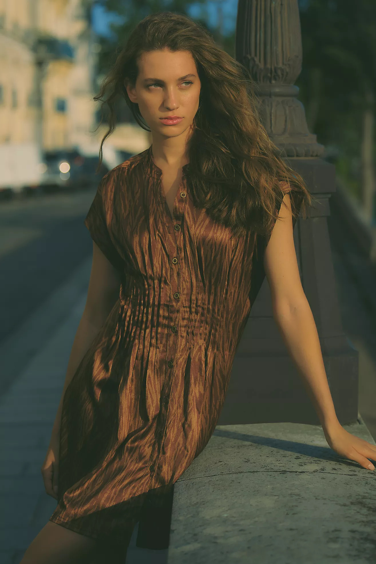Linded Silken Pleated Shirtdress by Pilcro | Anthropologie (US)