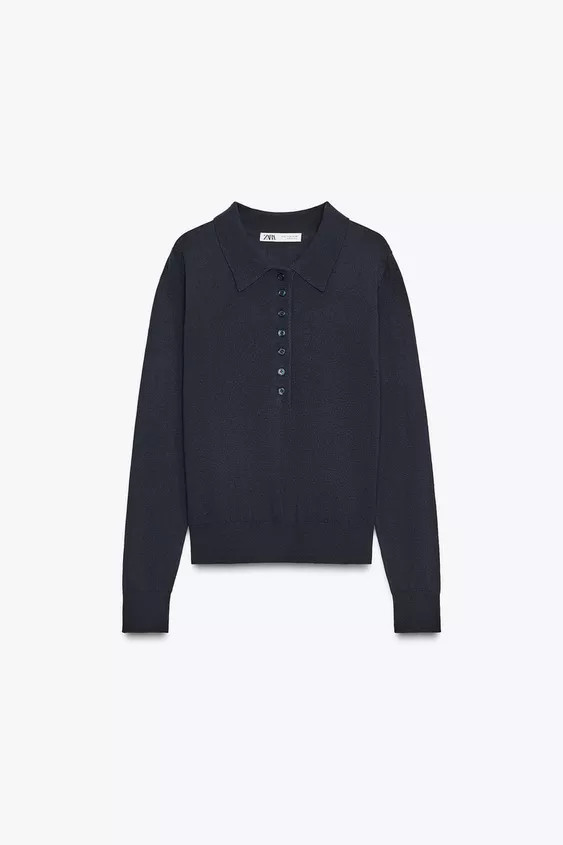 PLAIN KNIT POLO SWEATER | Zara Canada