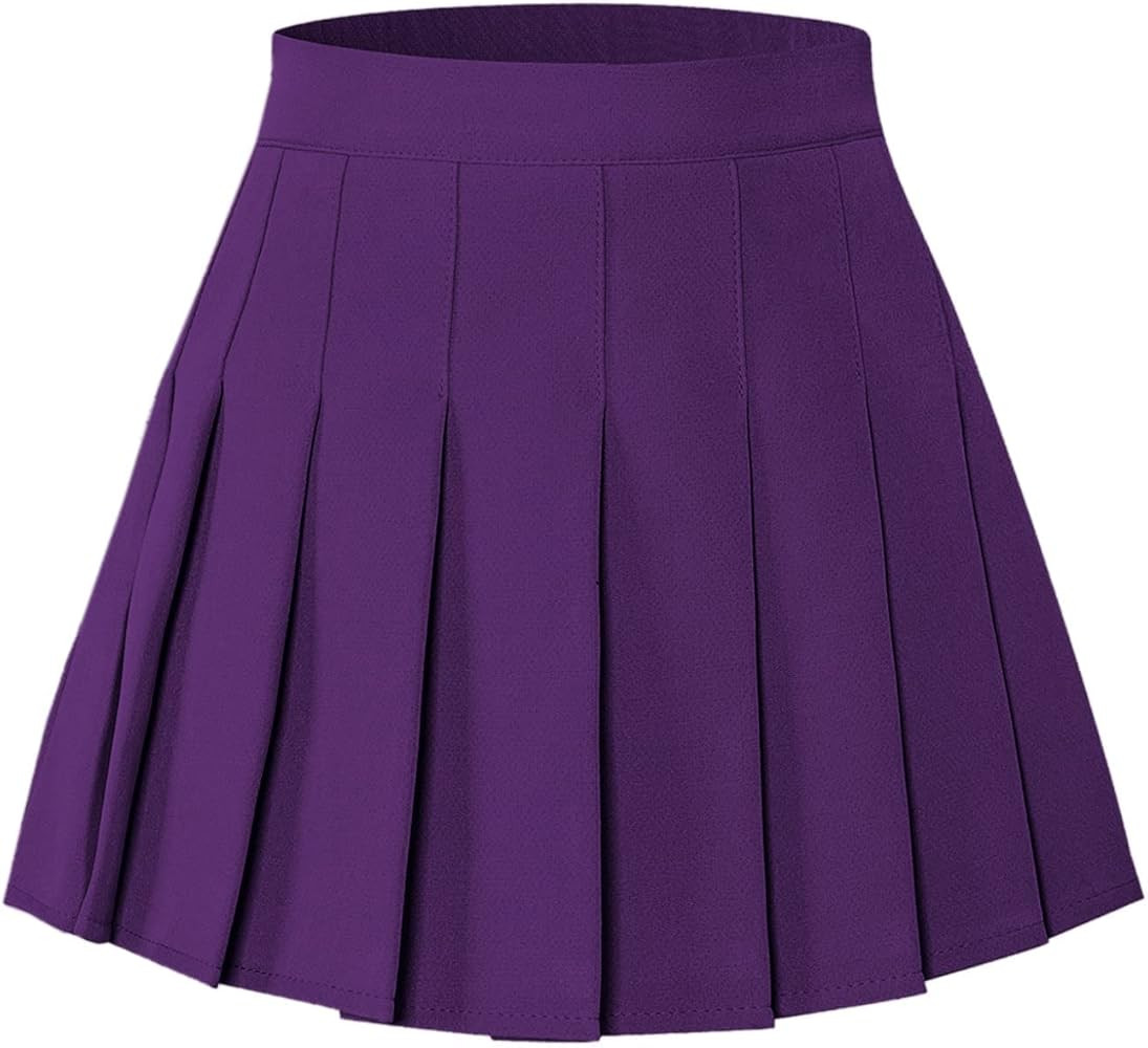 SANGTREE Girls Women's Pleated Skirt, Elastic Waist Uniform Skirt Plus Size, 2 Years - US 4XL | Amazon (US)