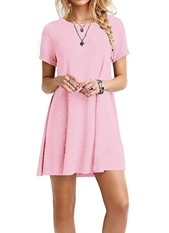 TINYHI Women's Swing Loose T-Shirt Fit Comfy Casual Flowy Cute Swing Tunic Dress | Amazon (US)