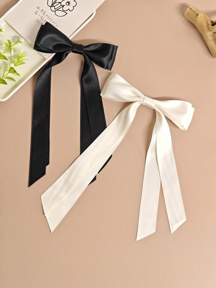 2pcs/Set Large Hair Bows For Women, Satin Double Layer Big Hair Clips Bowknot Hair Barrette Frenc... | SHEIN