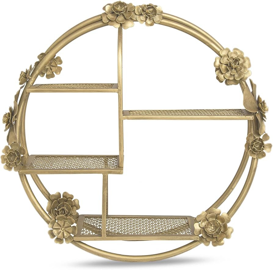 Crane Baby Nursery Décor, Brass Shelving Wall Décor for Boys and Girls, Flower, 20.5” x 20.5... | Amazon (US)