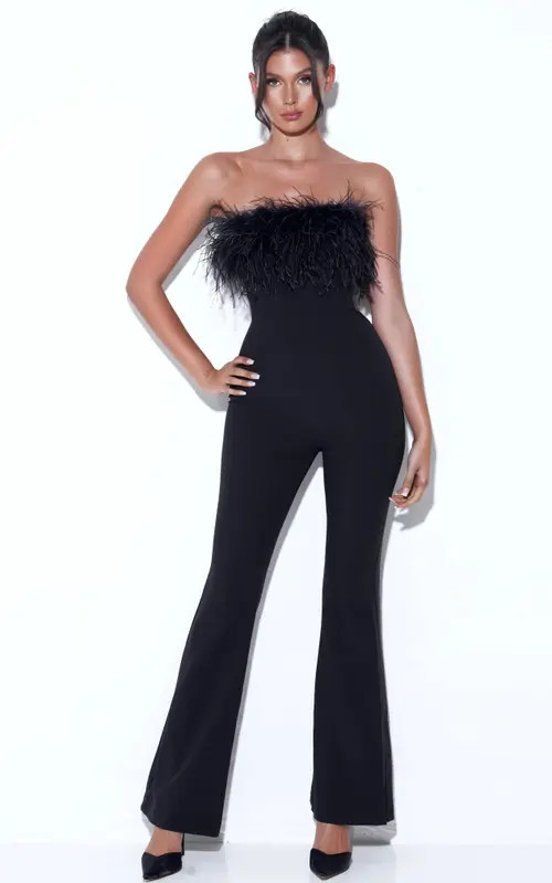 Miss Circle Kylan Feather Jumpsuits in Black at Nordstrom, Size X-Small | Nordstrom