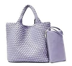KALIDI Woven Tote Bag, Women Macaron Soft Leather Weave Handbag Purse Wrist Bag Large Capacity Wo... | Amazon (US)
