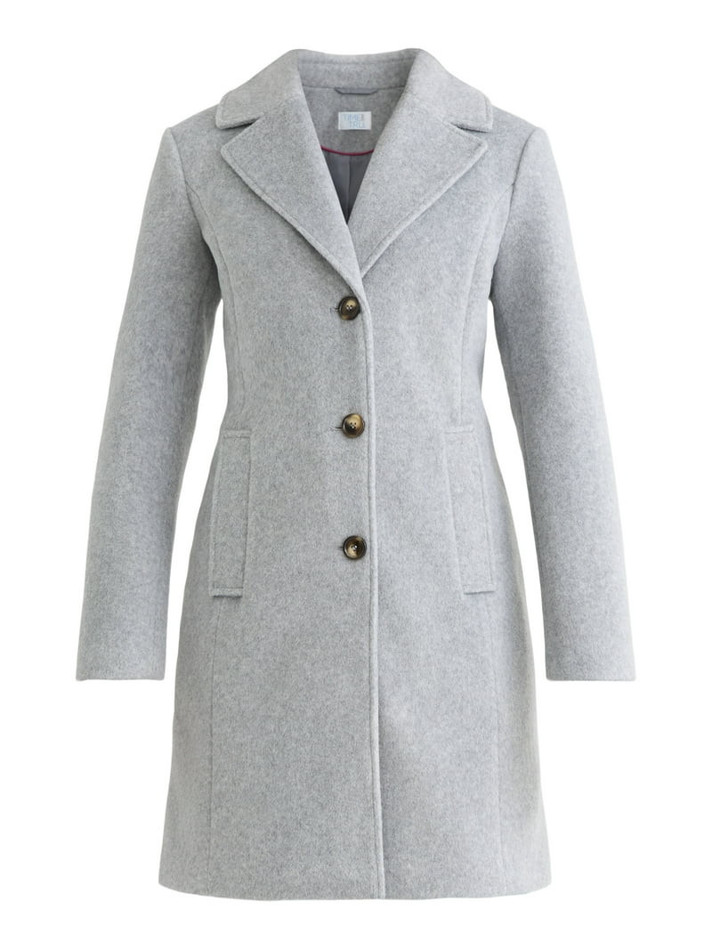 Time and Tru Women's and Women's Plus Faux Wool Boyfriend Coat, Sizes XS-2X - Walmart.com | Walmart (US)