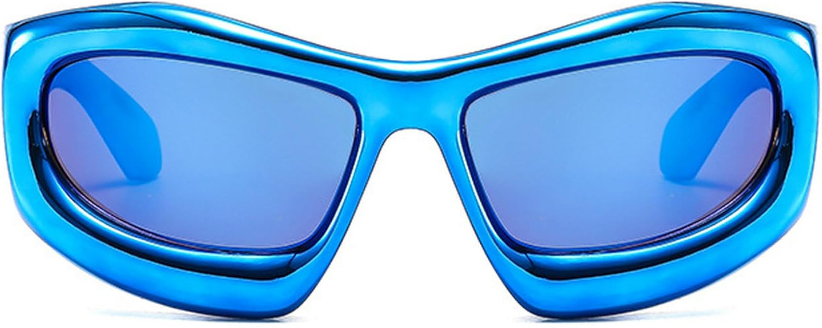 Oversized Women's Y2K Sunglasses Blue Red Cat Sunglasses Men Vintage Driving Punk Sun Glasses | Amazon (US)