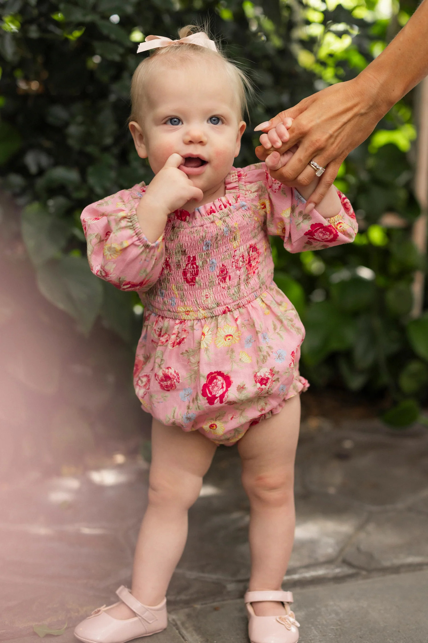 Baby Madeline Romper in Pink Vintage Poppies | Ivy City Co