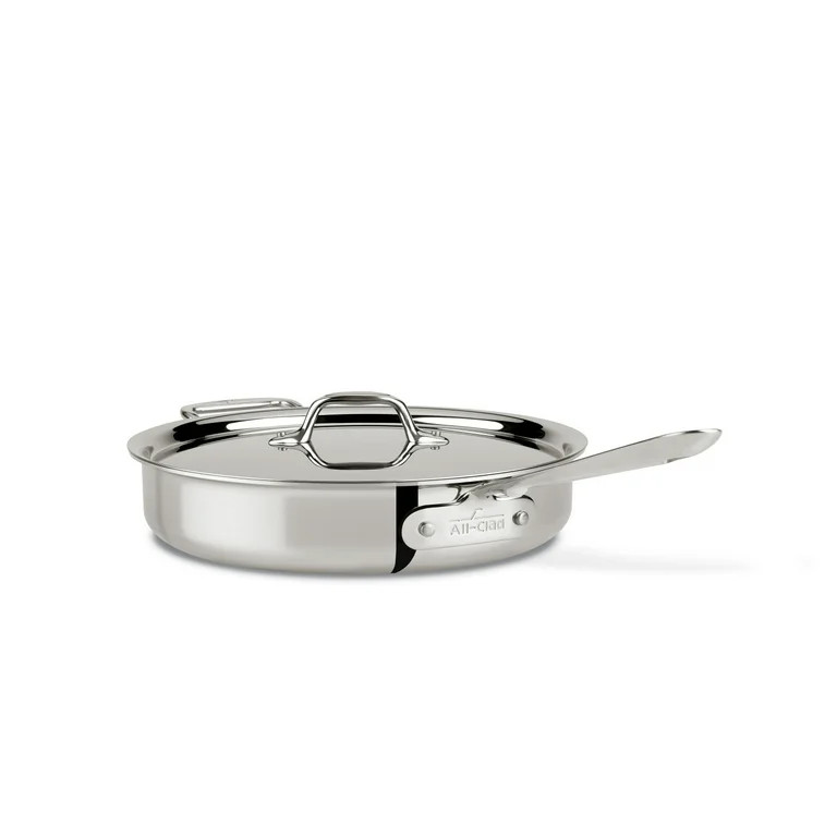 All-Clad D3 Stainless 3-ply Bonded Cookware, Saute Pan with lid, 3 quart | Walmart (US)