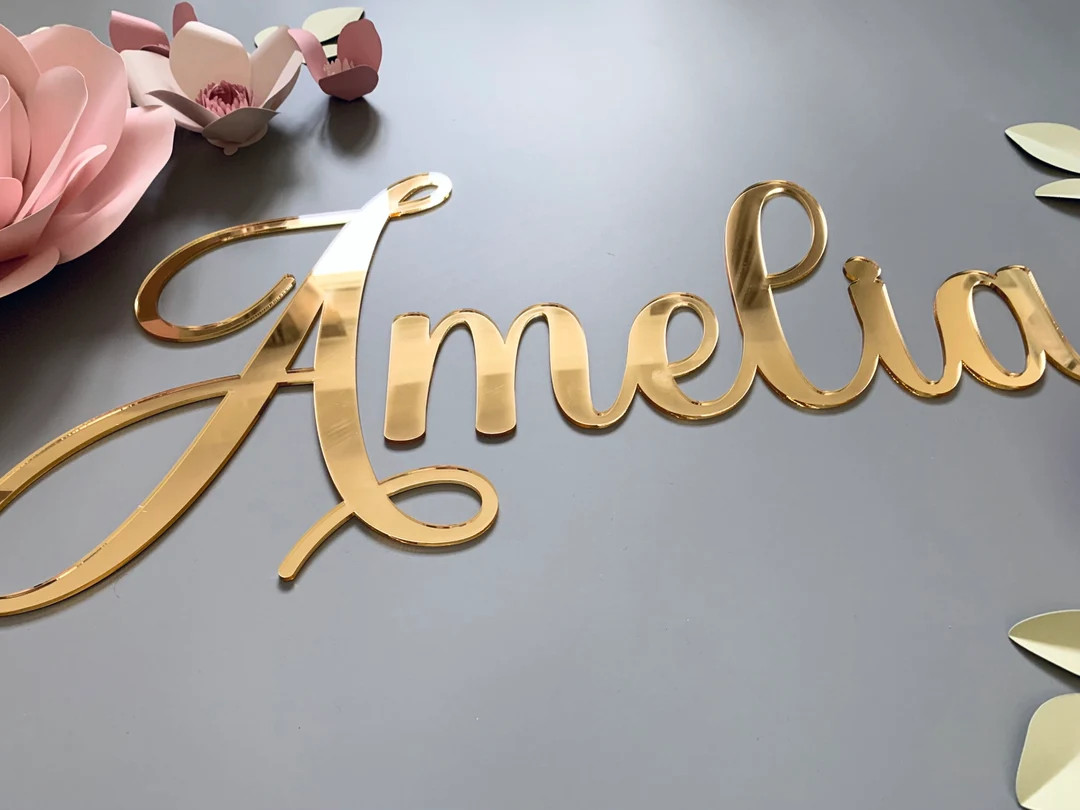 Large Mirror Acrylic Personalised Name Sign, Nursery Decor, Nursery Name Sign, Custom Acrylic Nam... | Etsy (US)
