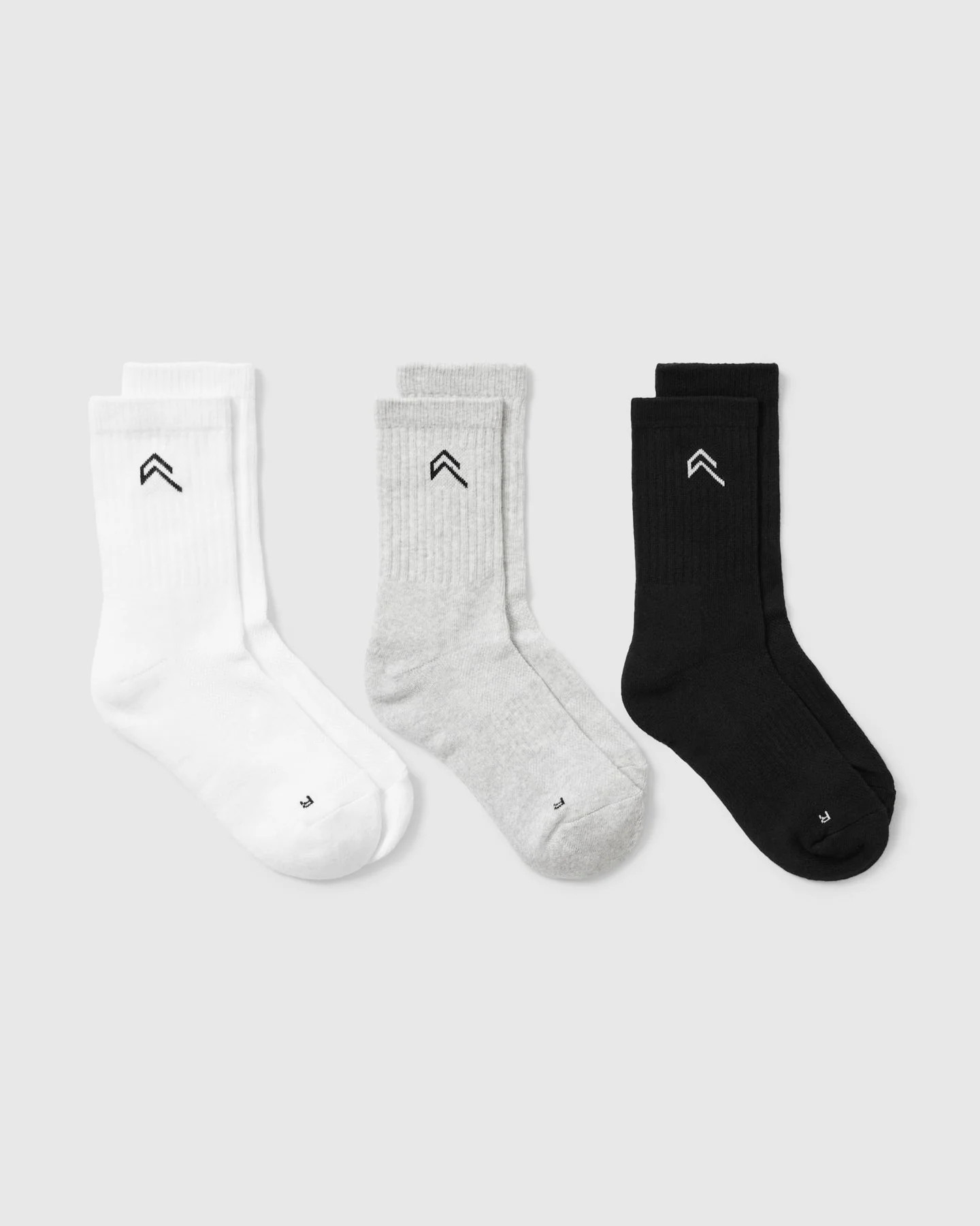 Crew Socks 3 Pack 
 Grey/White/Black | Oner Active (UK / US)