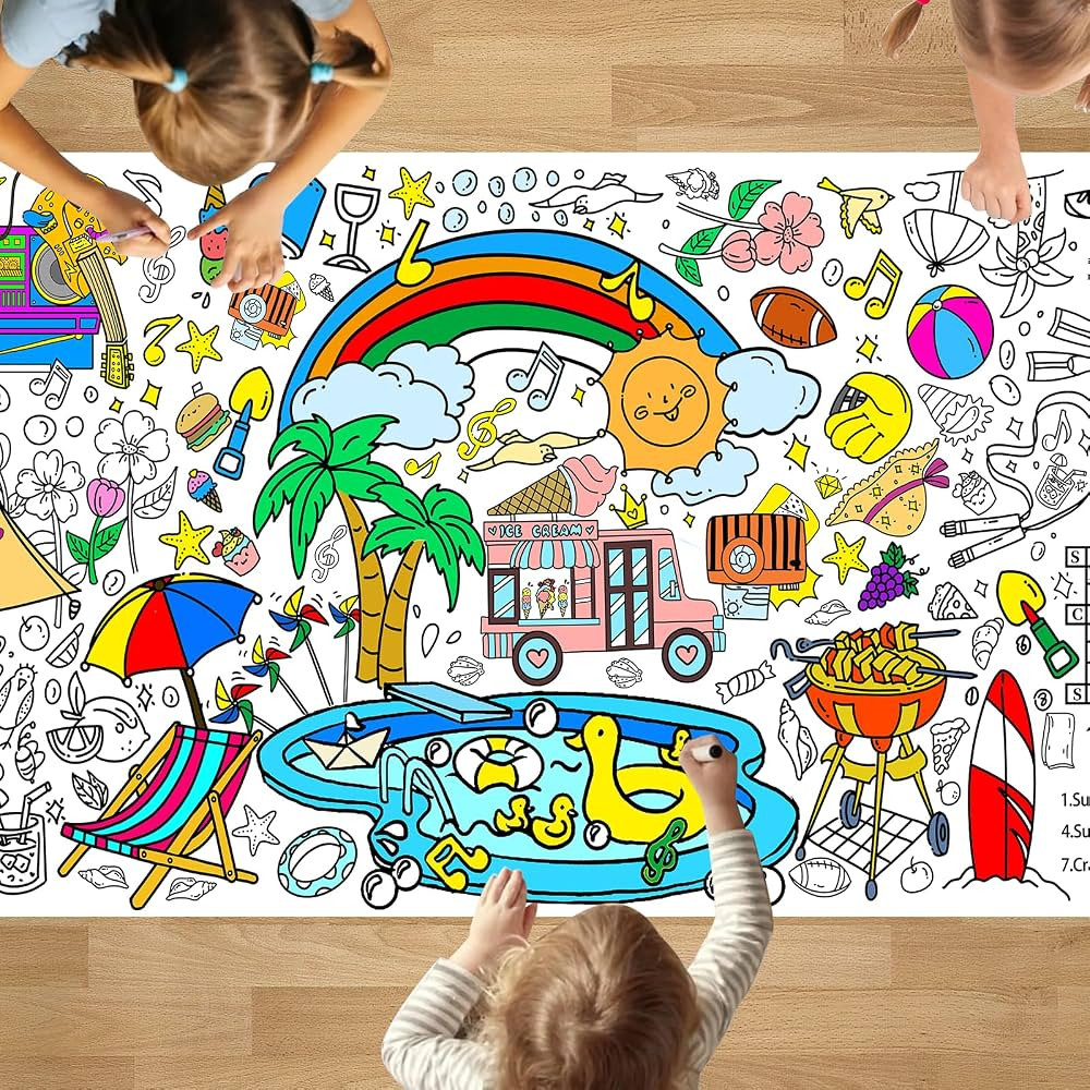PADTIC Giant Coloring Poster,35x72Inch Versatile Summer Activity Drawing Paper Coloring Tableclot... | Amazon (US)