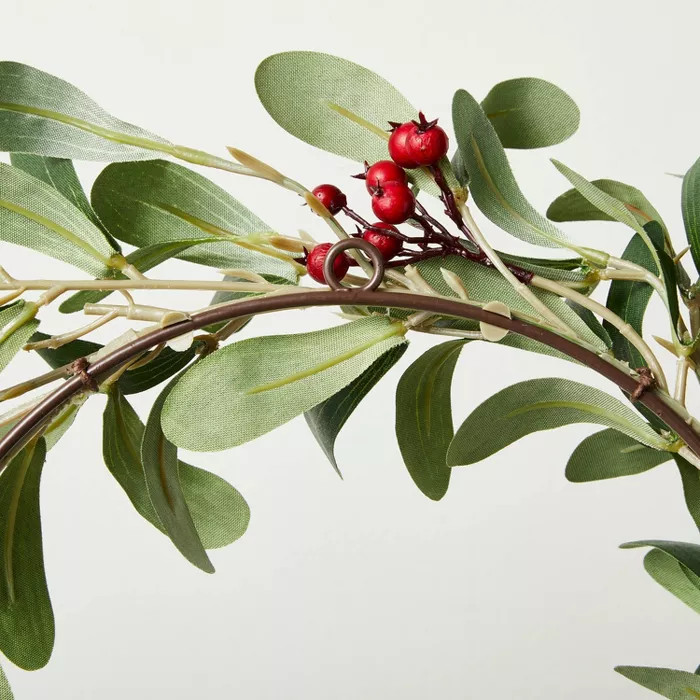 12.5" Mini Faux Mistletoe Plant Wreath with Red Berries - Hearth & Hand™ with Magnolia | Target