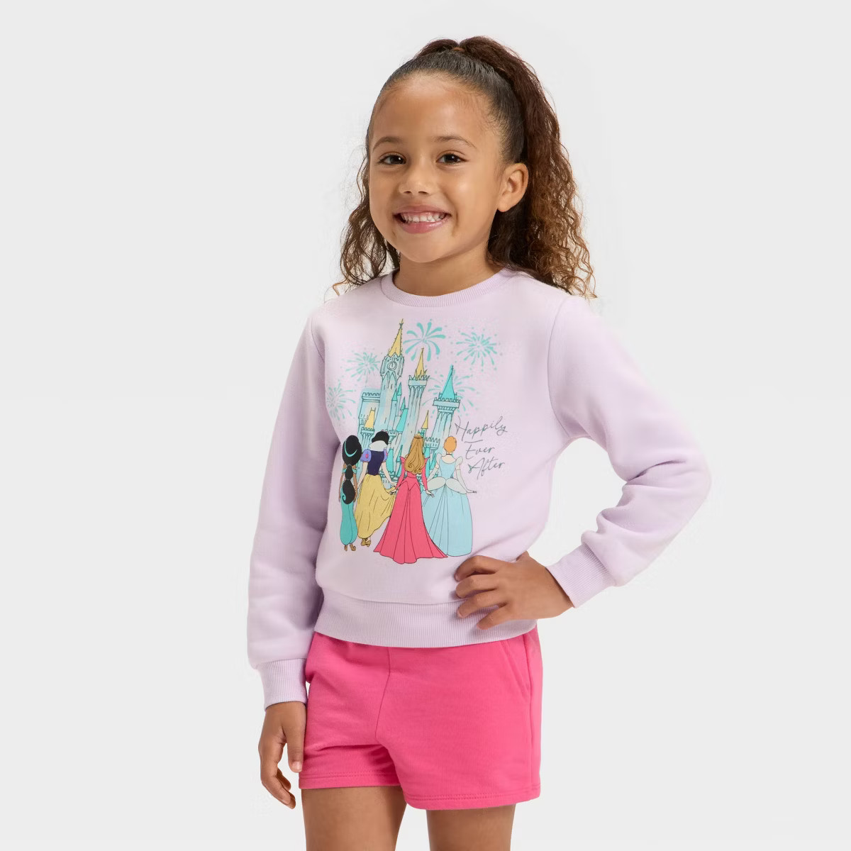 Toddler Girls' Disney Princess Castle Fleece Sweatshirt - Purple | Target