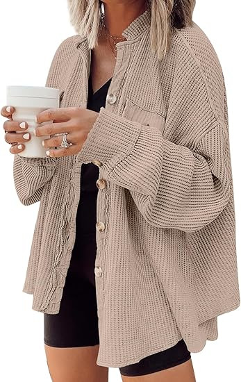 AUTOMET Womens Winter Clothes Fall Fashion Outfits 2025 Waffle Knit Clothing Oversized Button Dow... | Amazon (US)