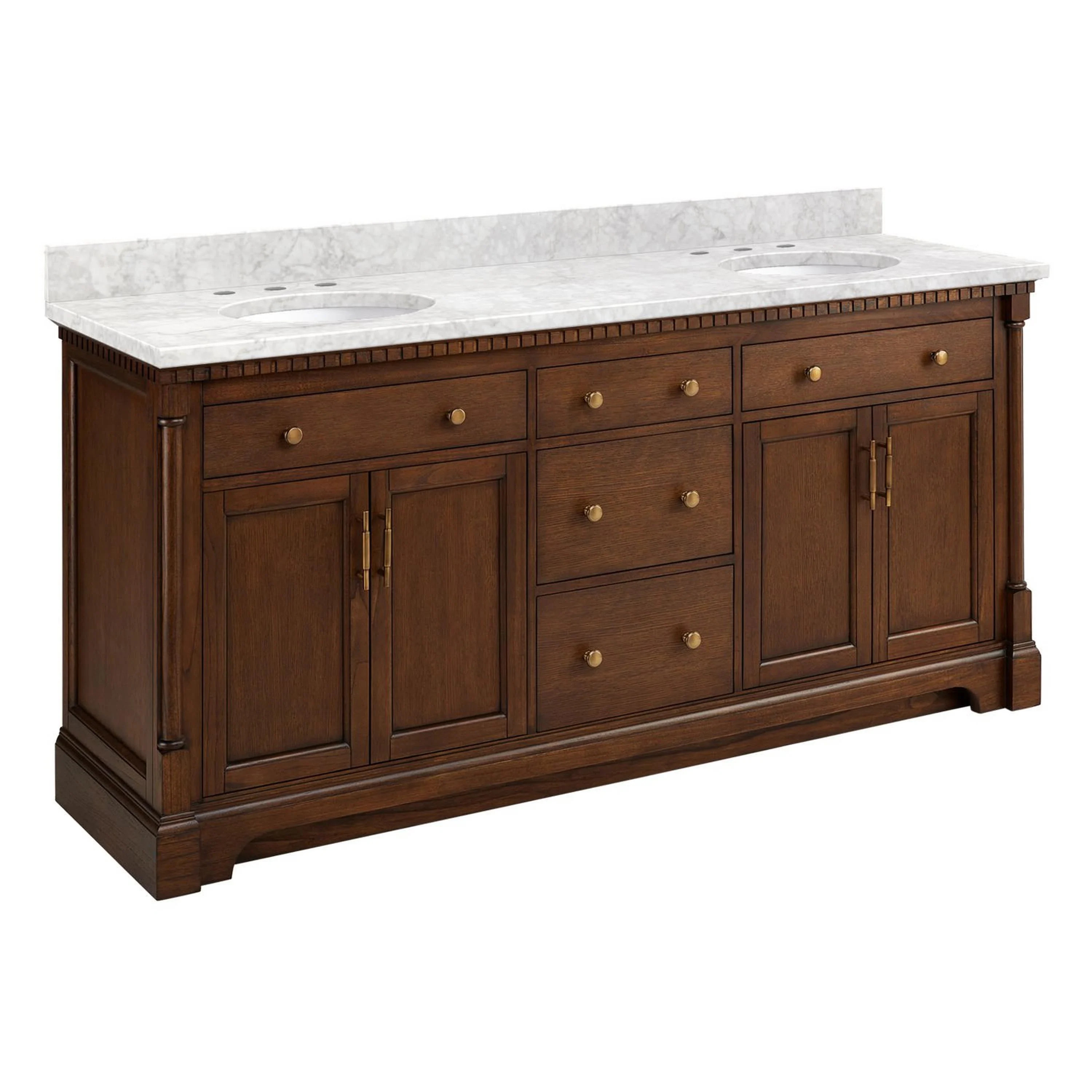 Signature Hardware Claudia 72" Freestanding Mahogany Double Basin Vanity Set with Cabinet, Vanity... | Wayfair North America