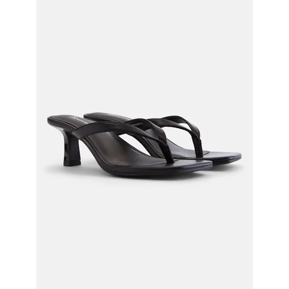 No Boundaries Women's Kitten Heel Thong Sandal | Walmart (US)