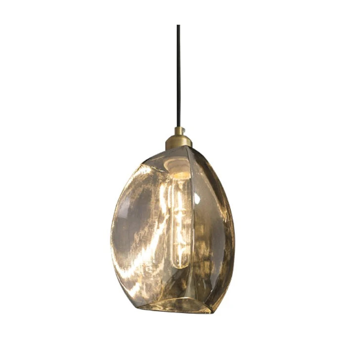 RV Astley Talence Antique Brass Smoke Glass Pendant Light | Olivia's