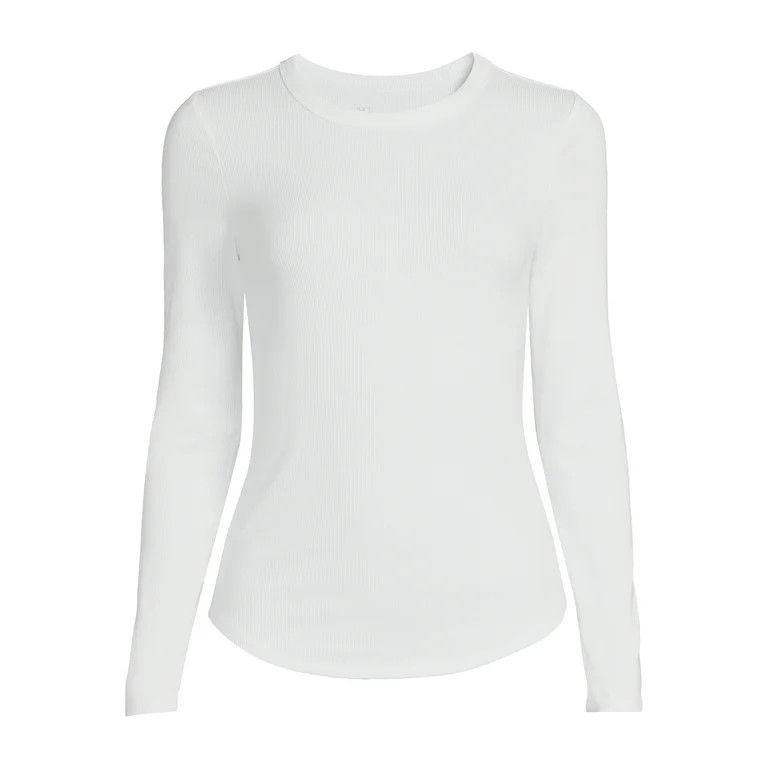 No Boundaries Women's Juniors Ribbed Crewneck Tee with Long Sleeves, Sizes XS-XXXL | Walmart (US)