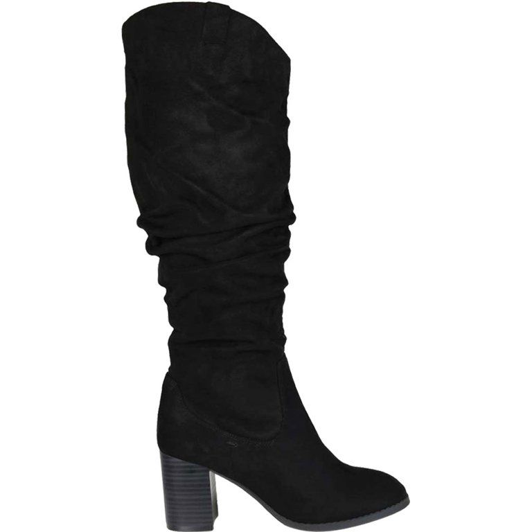 Women's Journee Collection Aneil Extra Wide Calf Knee High Slouch Boot Black Faux Suede 8 M | Walmart (US)
