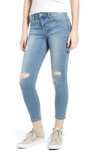 Women's Prosperity Denim Ripped Crop Skinny Jeans, Size 24 - Blue | Nordstrom