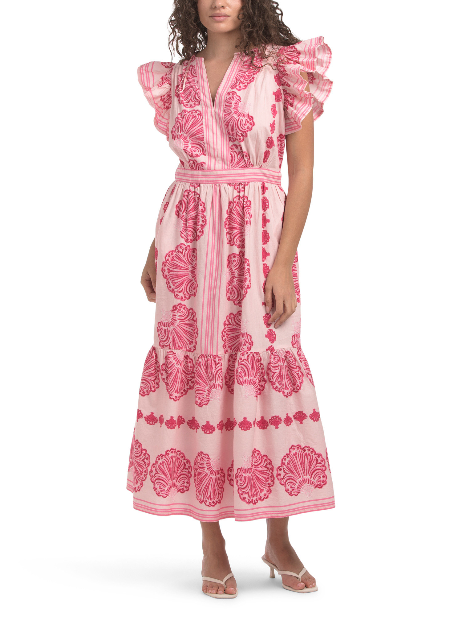 Flutter Sleeve Shell Print Maxi Dress | TJ Maxx