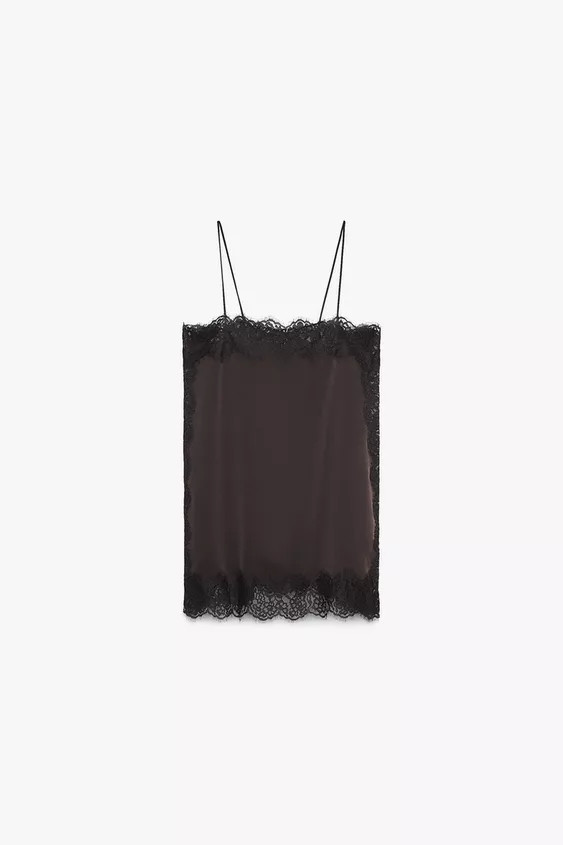 SATIN EFFECT LACE TOP ZW COLLECTION | Zara US