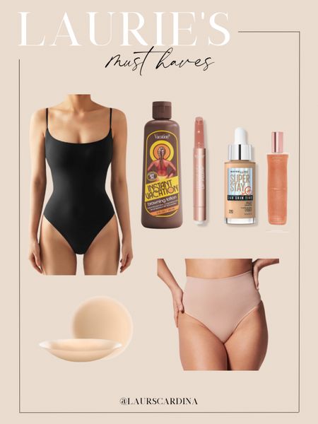 My current favorites include a look for less tank bodysuit, tanning sunscreen, Marajuca Juicy Lip Plumping Gloss, Patrick Ta Glow body oil, Maybelline Super Stay skin tint, Nippies nipple covers, and Skims seamless sculpting thong panties. 



#LTKSeasonal #LTKfindsunder50 #LTKstyletip