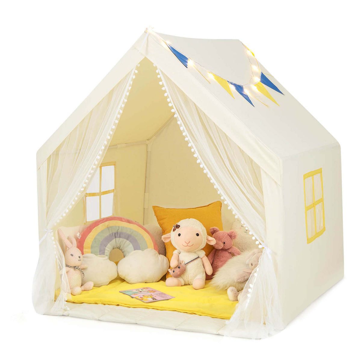 Costway Large Play Tent  Kids & Toddlers Playhouse with Washable Cotton Mat, Star Lights | Target