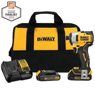 DEWALT ATOMIC 20-Volt MAX Cordless Brushless Compact 1/4 in. Impact Driver, (2) 20-Volt 1.3Ah Bat... | The Home Depot