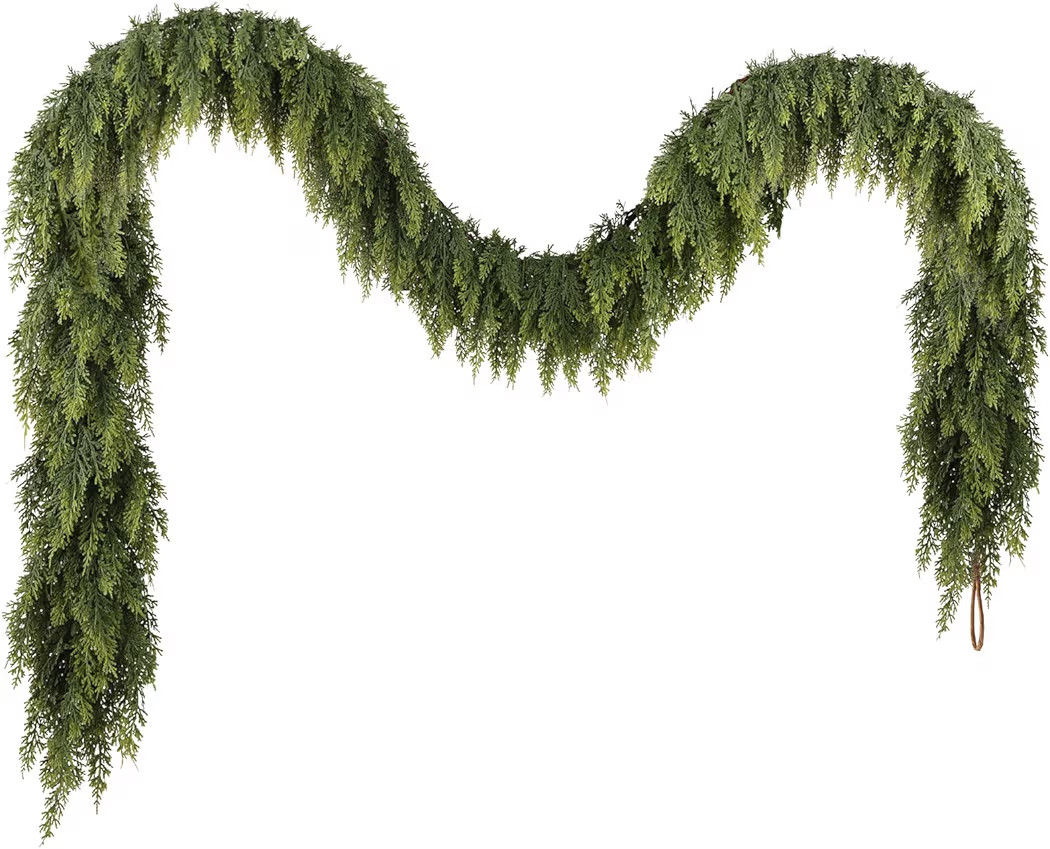 N&T NIETING 9ft Christmas Cedar Garland with Realistic Soft Thickness Pine, Artificial Green Faux... | Amazon (US)