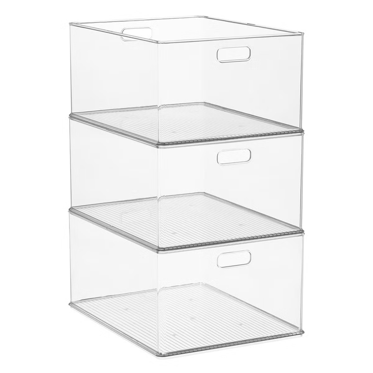 iDESIGN Case of 3 Large Stackable Closet Bin Clear | The Container Store