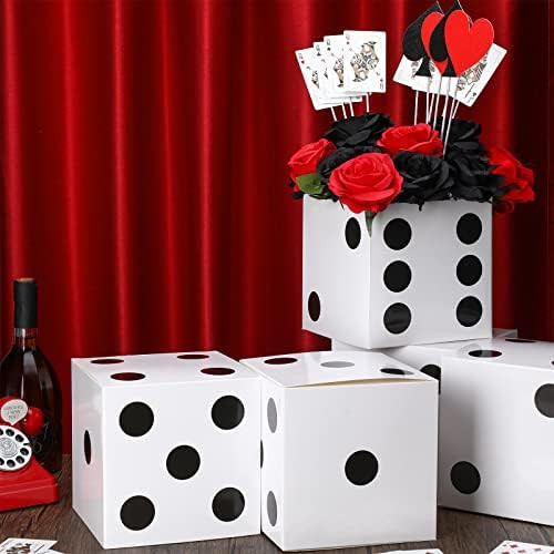 6 Pcs Dice Favor Boxes 7 x 7 x 7 Inches Bulk Three Dimensional Dice Decor Stacking Centerpiece Casin | Amazon (US)