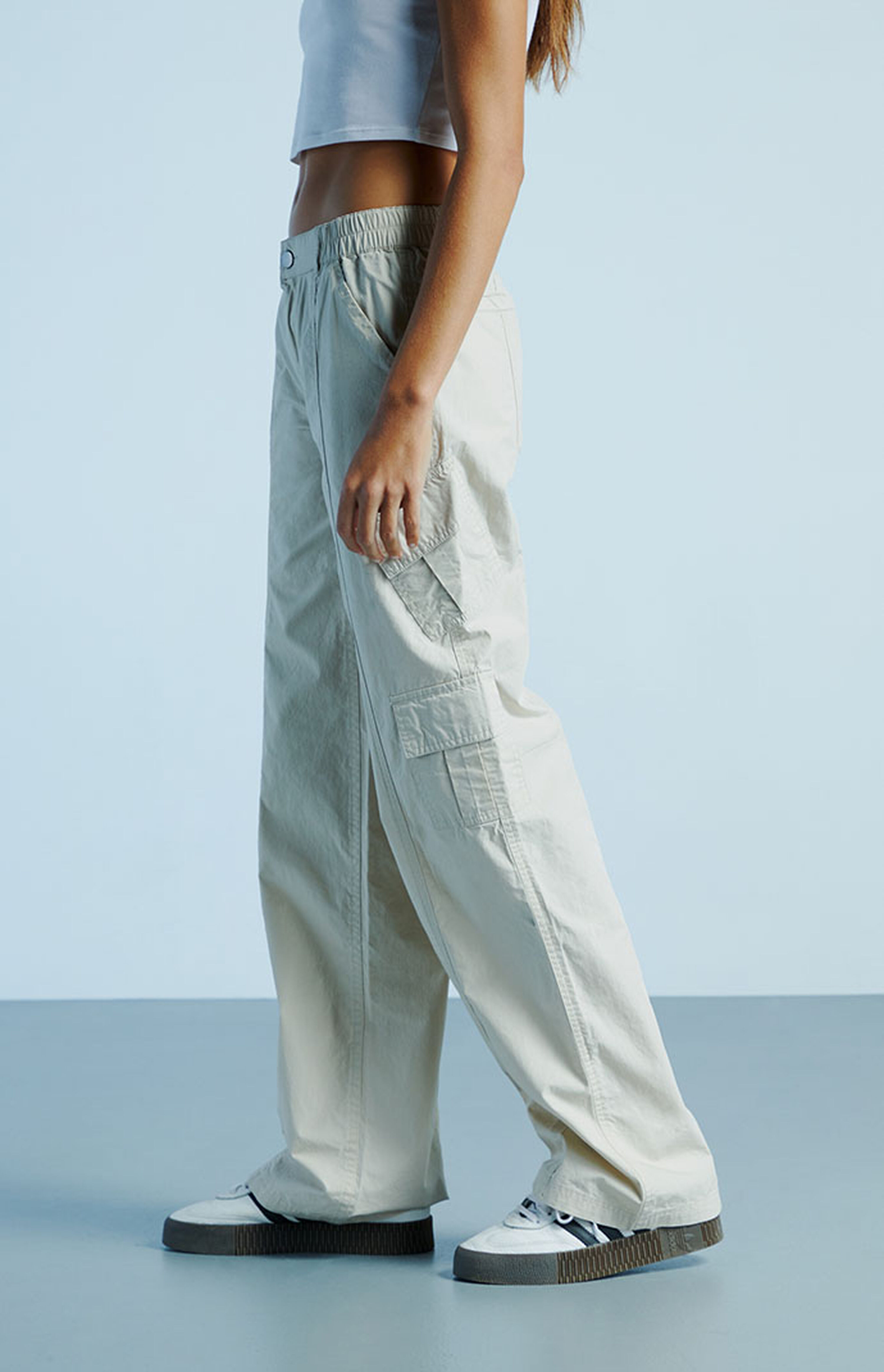PacSun Off White Low Rise Baggy Cargo Pants | PacSun