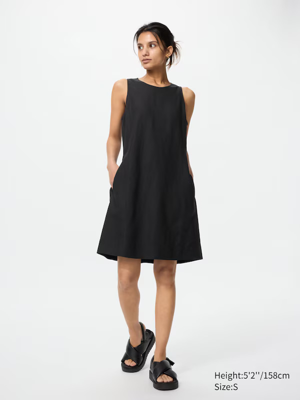 Linen Blend Mini Dress (Sleeveless) | UNIQLO (UK)