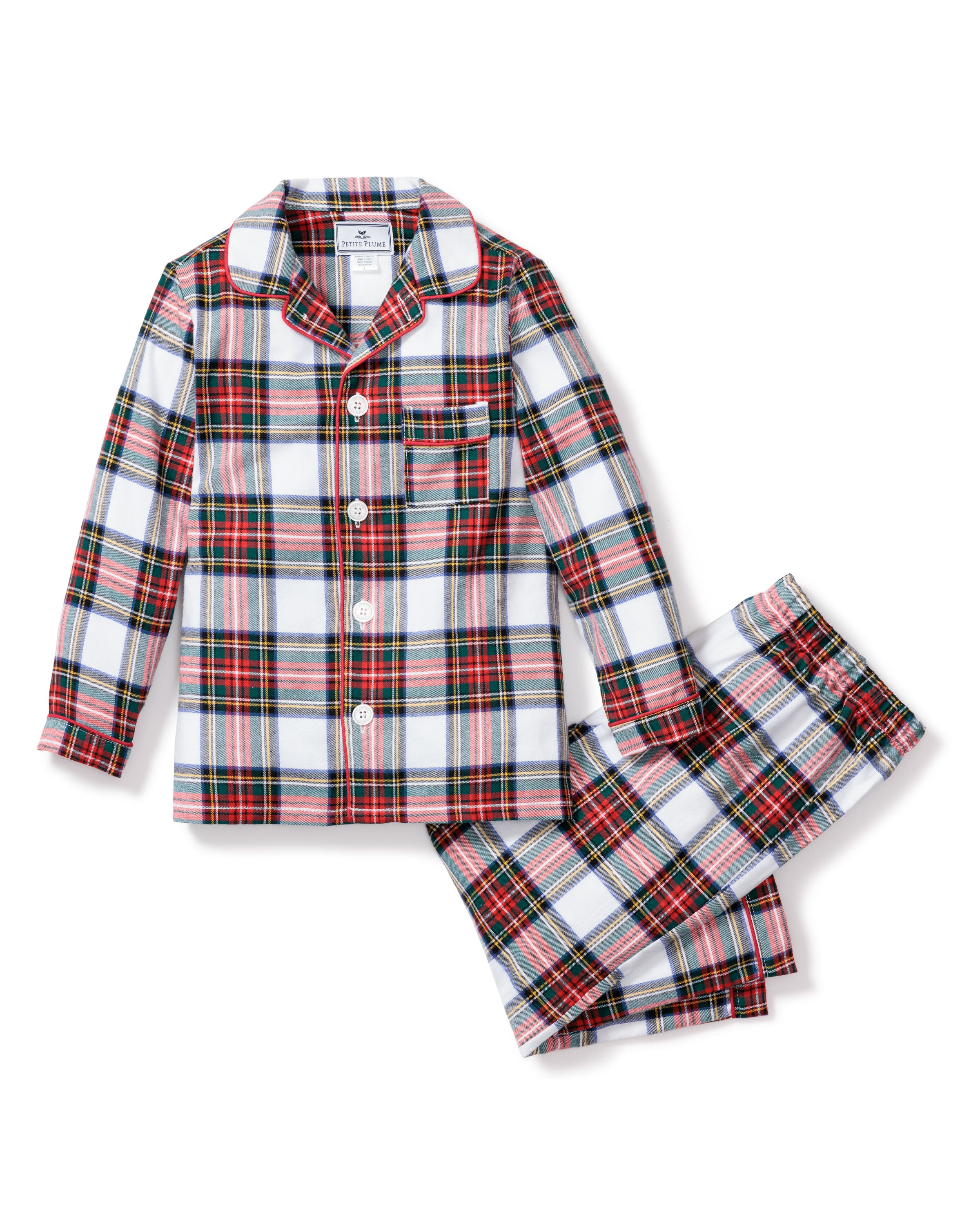Kid's Brushed Cotton Pajama Set in Balmoral Tartan | Petite Plume