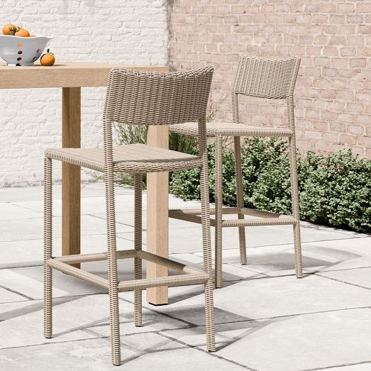 Westport Wicker Outdoor Slim Profile Bar Stool | West Elm (US)
