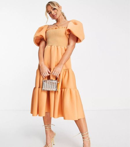 Puff sleeve dress 🧡