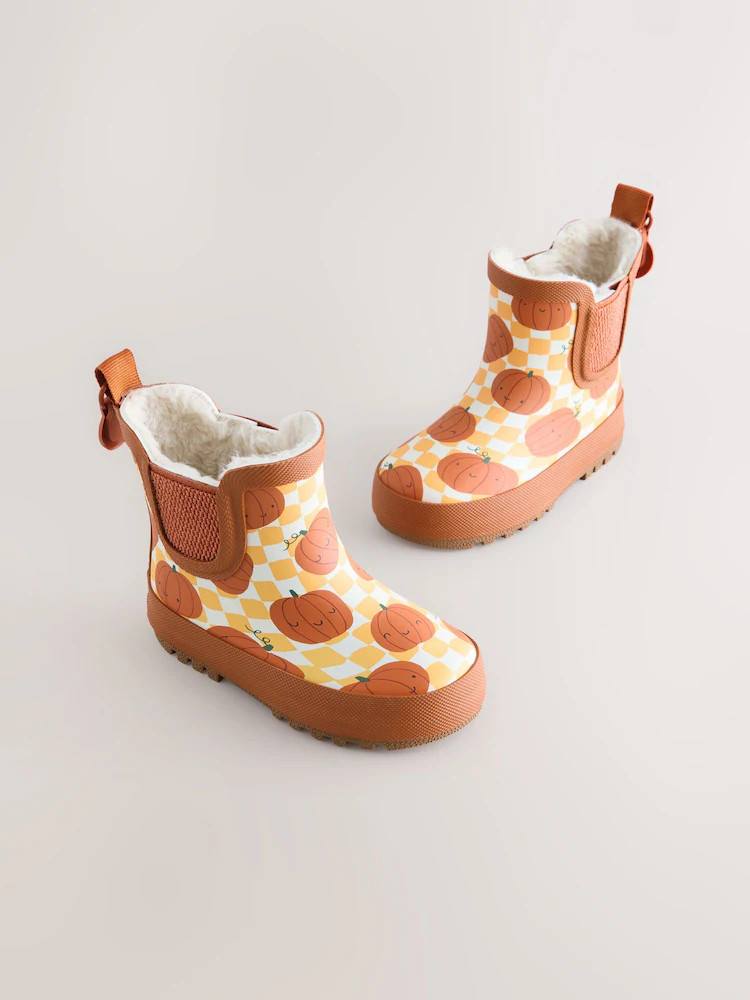 Orange Pumpkin Warm Lined Ankle Wellies | Next US