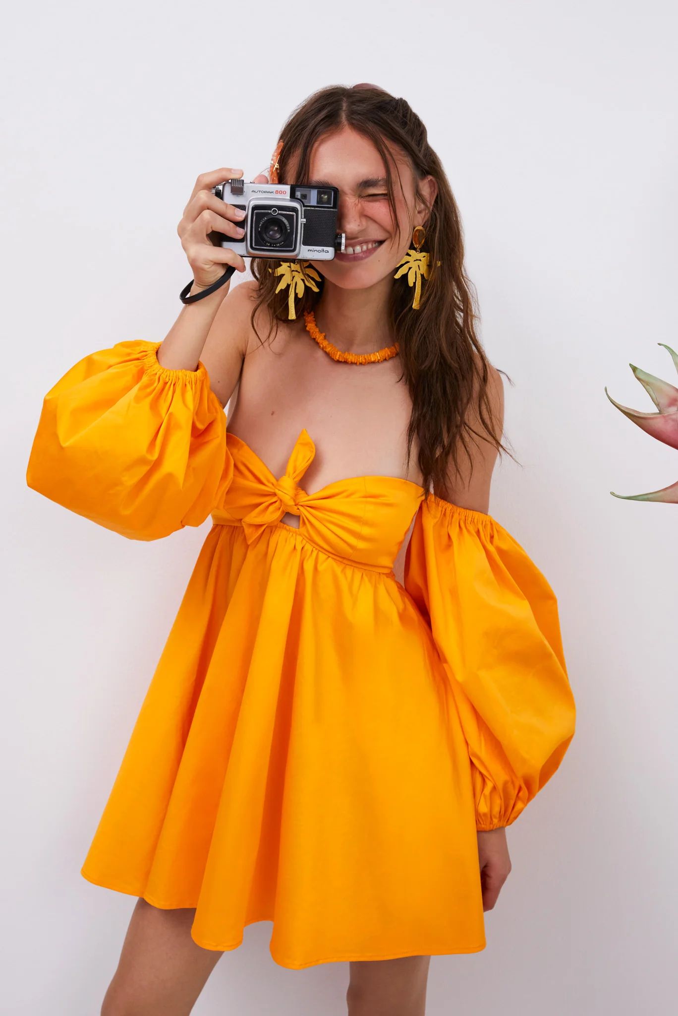 Saint Lucia Mini Dress — Orange | For Love & Lemons