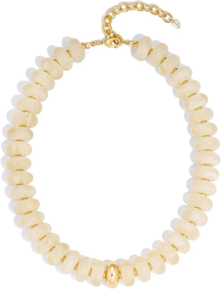 Chunky Colorful Beaded Choker Necklace for Women - Summer Beach Round Resin Beads Necklace, Trend... | Amazon (US)