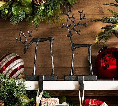 Sculpted Reindeer Stocking Holder | Pottery Barn (US)