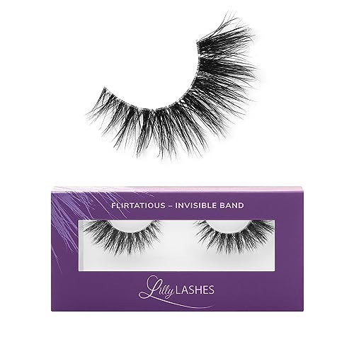 Lilly Lashes Sheer Band, False Eyelashes w/Invisible Band Lashes, Mink Lashes + Volume, Flare Mink Eyelashes, Clear Band Lashes, Reusable Eyelashes 20x, Lash Glue not Included, 15mm (Flirtatious) | Amazon (US)