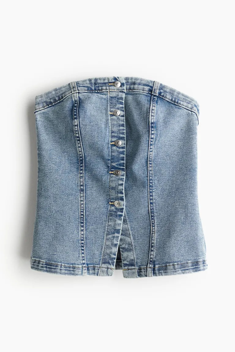 Denim Bandeau Top - Light denim blue - Ladies | H&M US | H&M (US + CA)