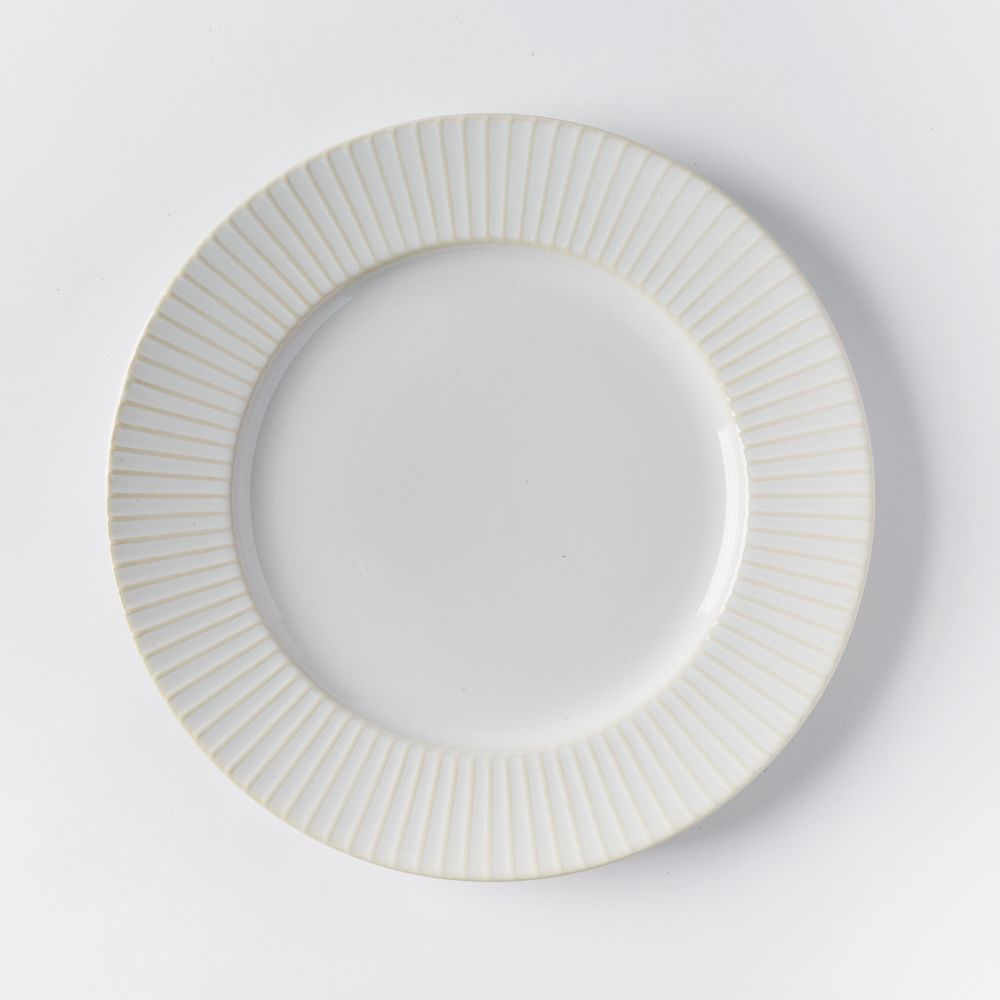 Textured Dinner Plates - White (Lines) | West Elm (US)