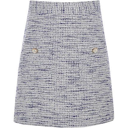 Girls Blue boucle mini skirt | River Island (UK & IE)