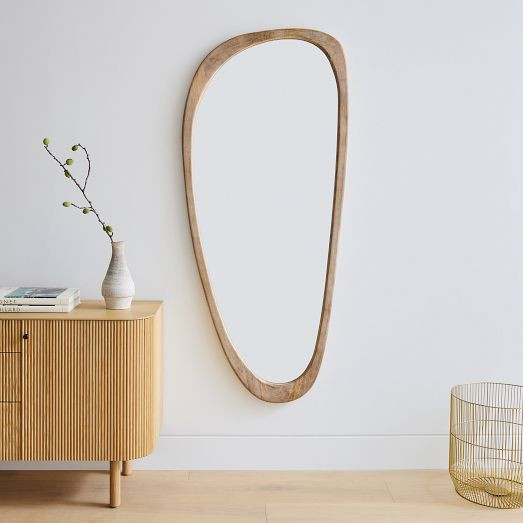 Mid-Century Asymmetrical Wood Floor Mirror | West Elm CA