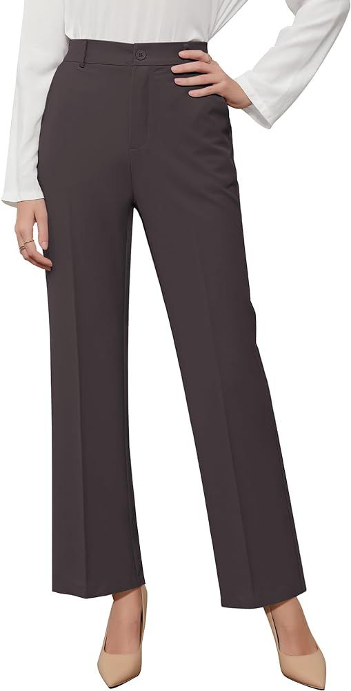 GRAPENT Pants for Women Work High Waisted Dress Pants Business Casual Relaxed Fit Straight Leg El... | Amazon (US)