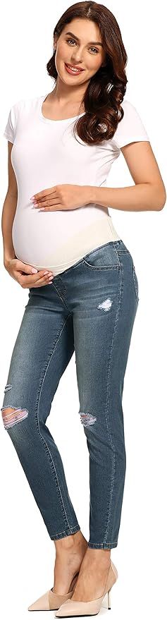 Foucome Comfort Stretch Women's Maternity Skinny Jeans | Amazon (US)