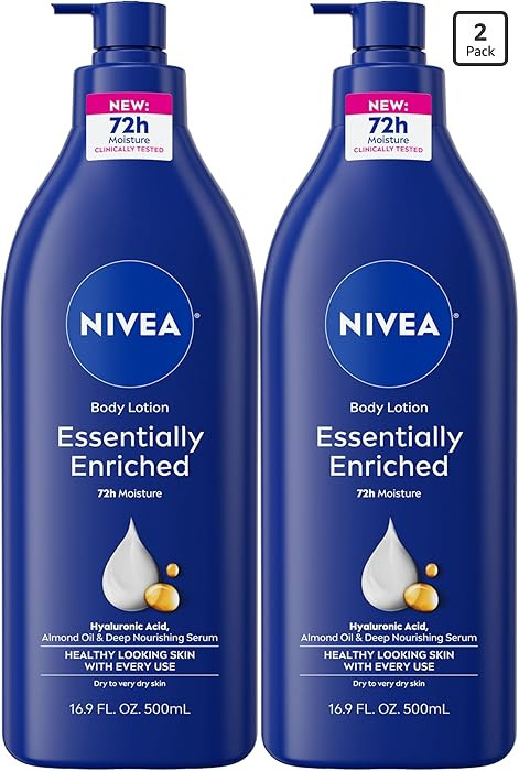 NIVEA Essentially Enriched Body Lotion for Very Dry Skin with Hyaluronic Acid, Almond Oil and Dee... | Amazon (US)